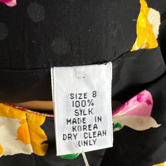 Vintage Silk Polka Dot Floral Blazer M - Picture 10 of 11